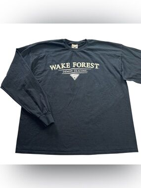 VTG 90s Wake Forest Demon Deacons Mens Oarsman 913 Long Sleeve T-Shirt Black 2XL
